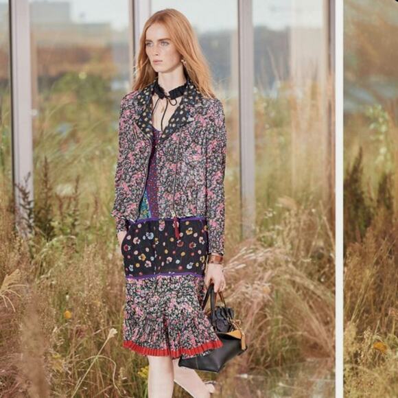 Coach | Quilted Chiffon Floral Moto Jacket Pink Green XS - Picture 5 of 8